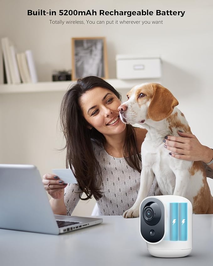 COCOCAM 2PCS Battery WiFi Indoor Security Camera Wireless, 5200mAh Battery - Image 2