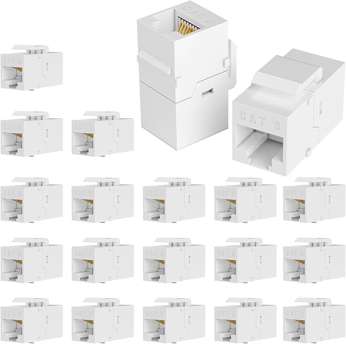 RJ45 Coupler Cat6 Keystone Jack 20-Pack, Female to Female UTP Inline Ethernet by VANDESAIL