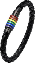 Nanafast Titanium Stainless Steel Rainbow LGBT Pride Bracelet Handmade Braided by Nanafast