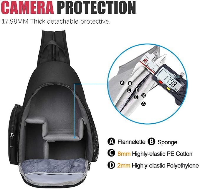 Cwatcun Sling Camera Bag, Camera Shoulder Crossbody Backpack, - Image 2