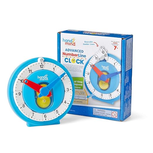 hand2mind Advanced NumberLine Clock, Learn to Tell Time, Analog Clock by hand2mind