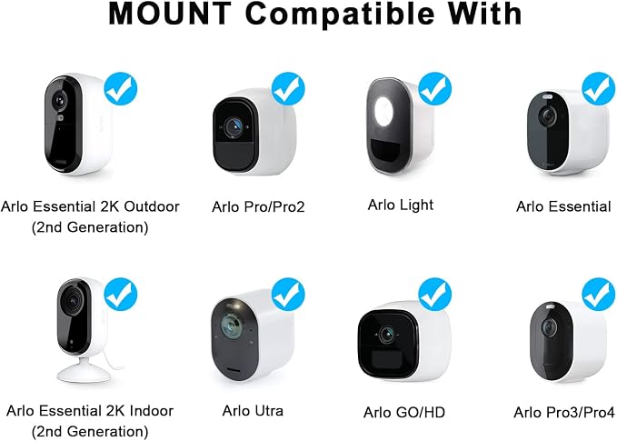 2Pack Adjustable Wall Mount for Arlo Essential 2K Indoor/Outdoor, for Arlo Pro - Image 2