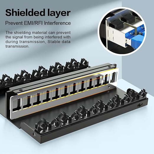Patch Panel 12 Port Cat6a Keystone Patch Panel STP Shielded Network Patch Patch - Image 5