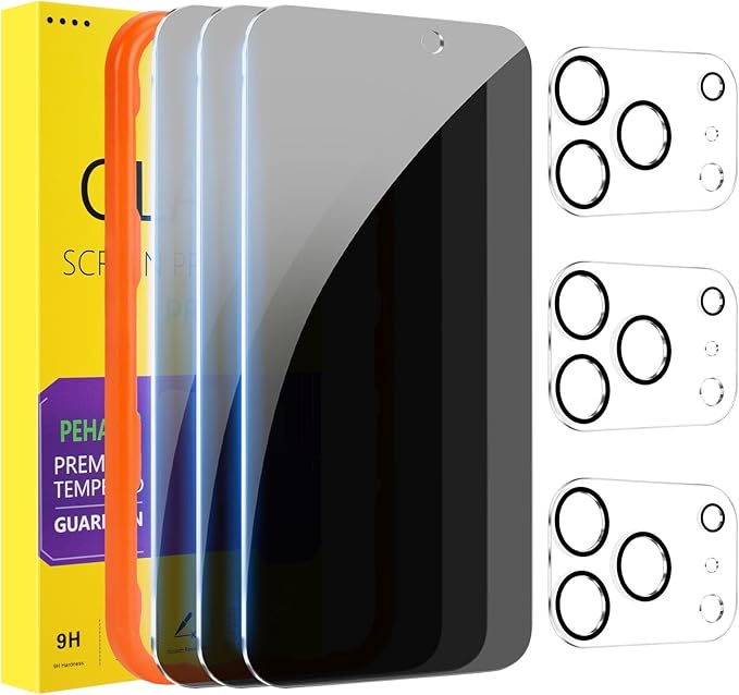 PEHAEL 3+3 Pack for iPhone 17 Pro Max Privacy Screen Protector by PEHAEL
