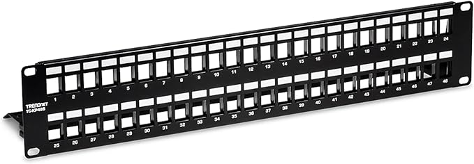 TRENDnet 48-Port Blank Keystone Shielded 2U HD Patch Panel, 2U 19” Metal by TRENDnet