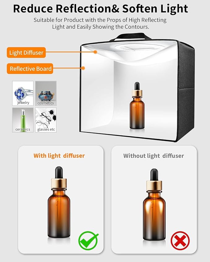 Glendan Portable Light Box Photography: 16"x12" Folding Photo Box - Image 5