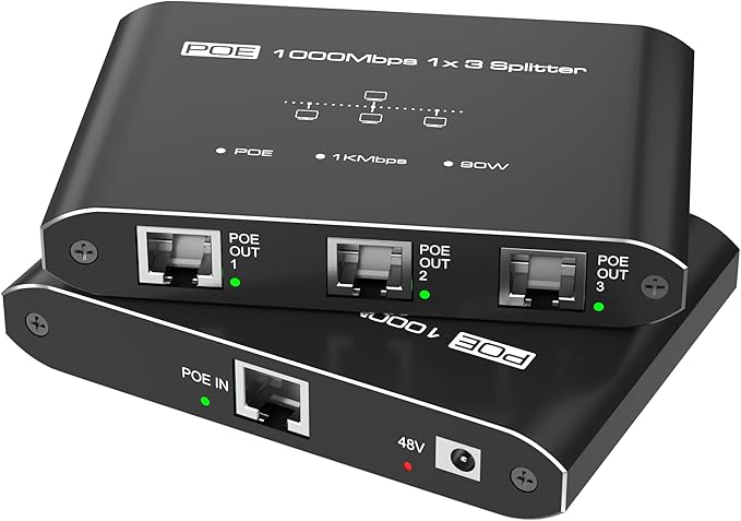 PoE Switch 1 in 3 Out, Gigabit 3 Port PoE Splitter, IEEE 802.3at/af Compliant by Closs