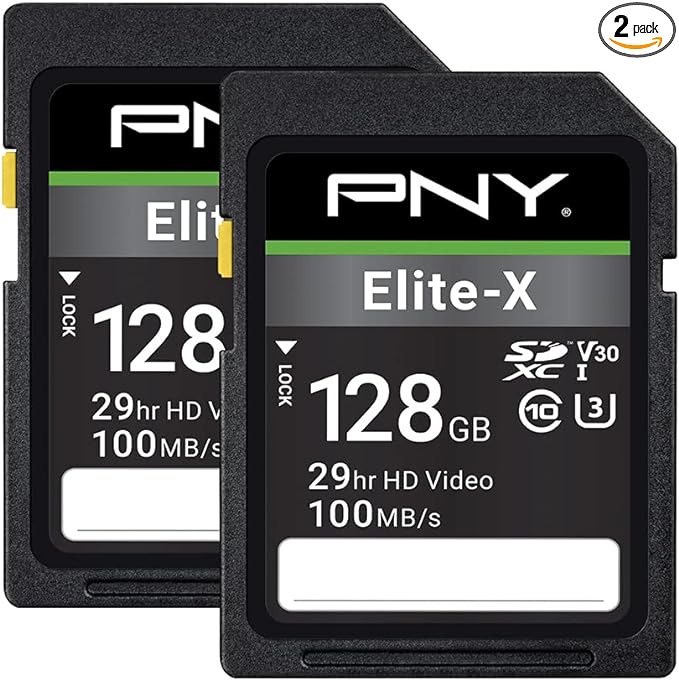 PNY 128GB Elite-X Class 10 U3 V30 SDXC Flash Memory Card by PNY