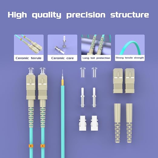 SC/UPC to FC/UPC Fiber Patch Cable OM3 1.5Meter/5ft 10GB/Gigabit Multimode - Image 4