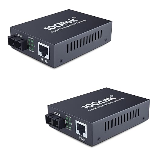 2PCS Gigabit SC to RJ45 Fiber Media Converter, Single Mode to Ethernet by HiFiber