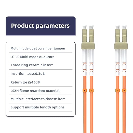LC to LC Fiber Patch Cable, 3M/9.8FT OM1 Multimode Duplex 62.5/125µm Fiber - Image 3