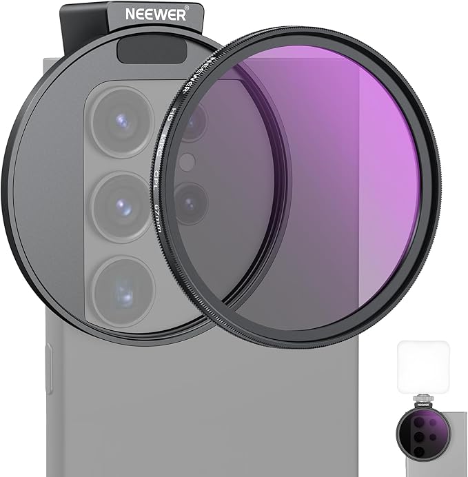 NEEWER 67mm CPL Filter with Cold Shoe Phone Lens Clip, HD Polarizing Filter by Neewer