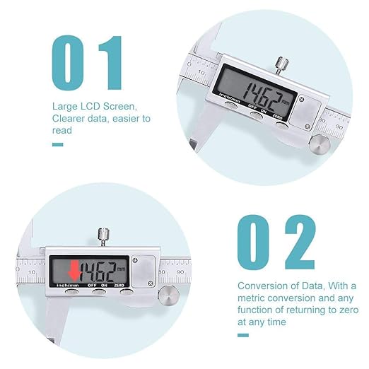 Digital Caliper Measuring Tool, Stainless Steel Vernier Caliper Digital - Image 3