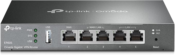 TP-Link ER605 V2 Wired Gigabit VPN Router, SPI Firewall SMB Router, Omada SDN by TP-Link