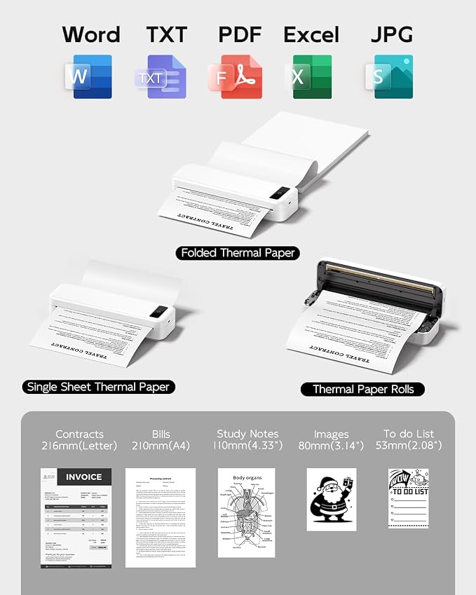 Portable Printers Wireless for Travel, A285M Bluetooth Inkless Thermal Printer - Image 3