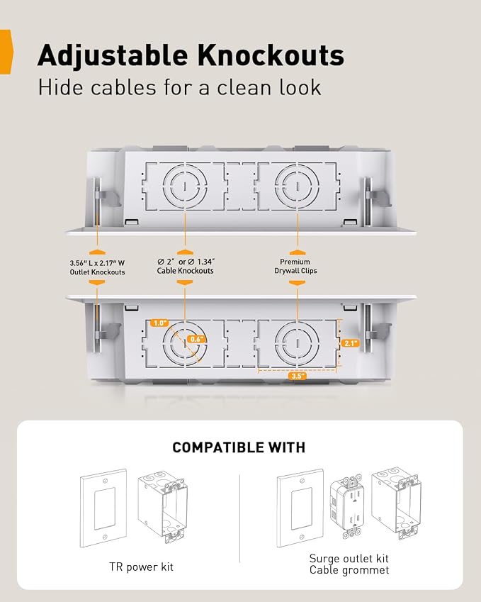 Perlegear 9″ in-Wall Media Box, Electrical Box, Recessed Outlet Box and Media - Image 3