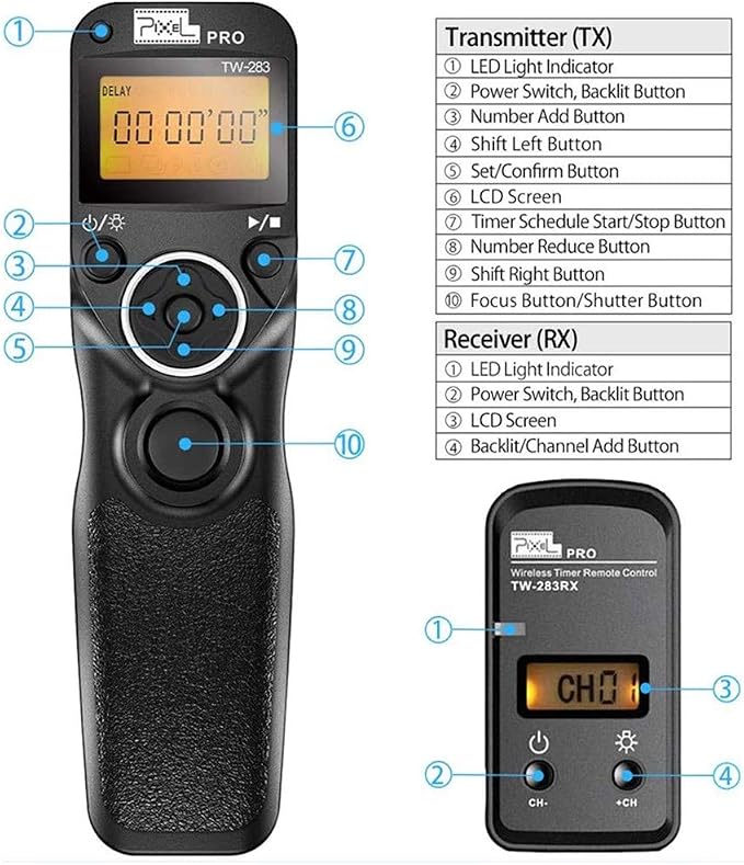 Pixel Timer Shutter Release TW283-N3 Wireless Remote Control Compatible - Image 5