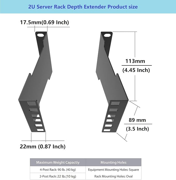 2U Server Rack Depth Extender - Image 2