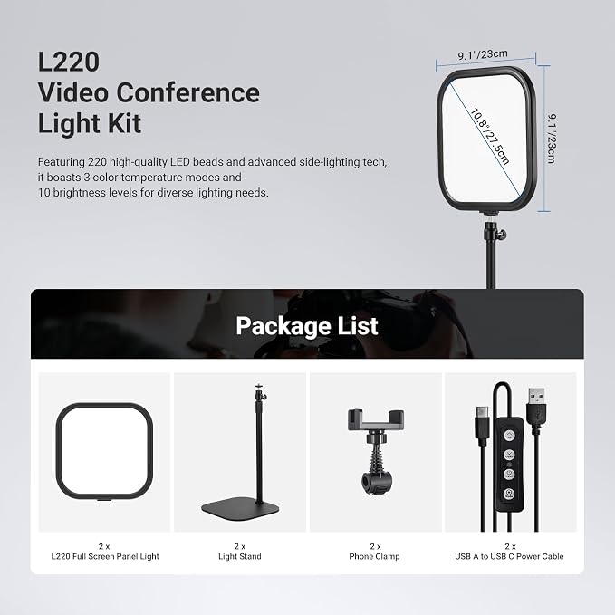 NEEWER Basics 2 Pack 10.8" Video Conference Lighting - Image 8