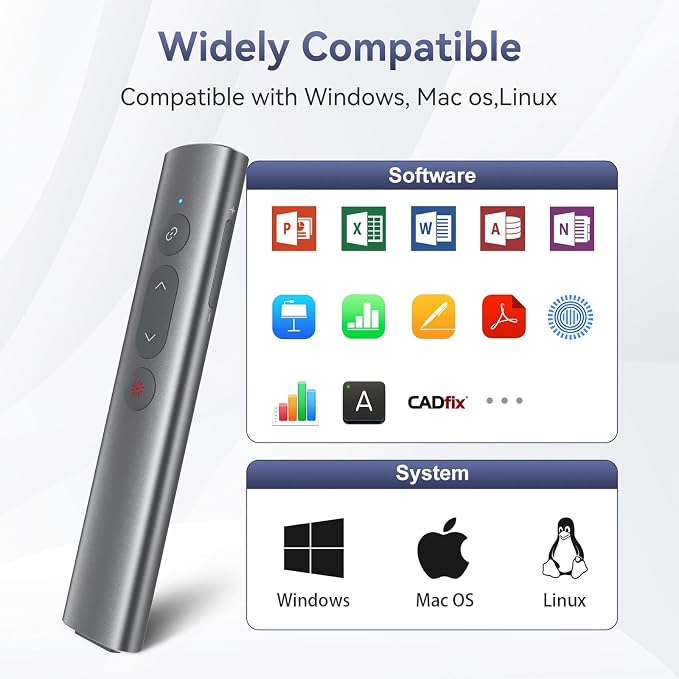 Wireless Presentation Clicker PowerPoint Remote: USB C A Presenter PPT Power - Image 6