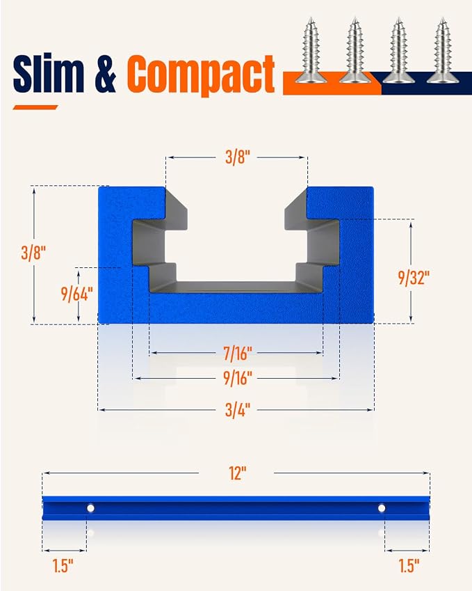Vibit 2 Pack 12 Inch Aluminum T Track - Image 2