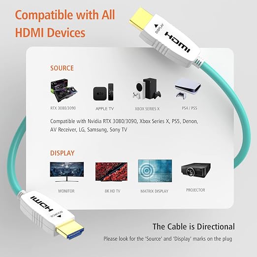 RUIPRO 8K Fiber Optic HDMI Cable 65 Feet 48Gbps 8K60Hz 4K120Hz Dynamic HDR eARC - Image 6