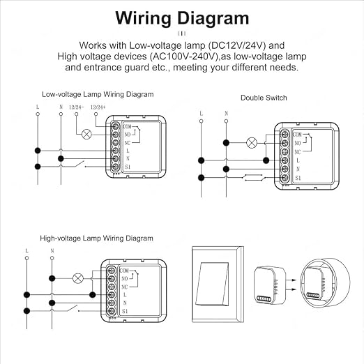 Tuya Smart Life app Dry Contact WiFi Relay Switch Module, 1 Channel DC 12/24V - Image 4