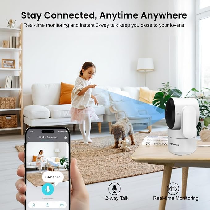 3 Pack Indoor Security Camera, 360° Pan Tilt Home Surveillance Cam, 2-Way Audio - Image 3