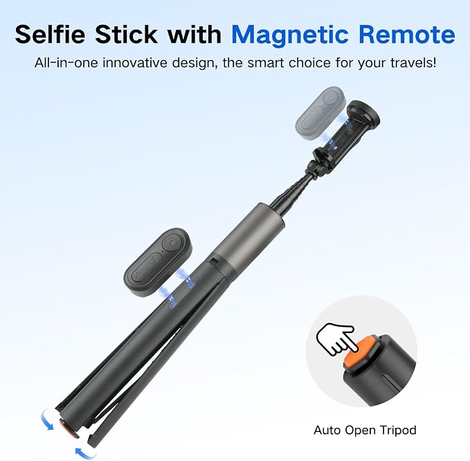62 inch Selfie Stick Tripod for iPhone, Auto-Open Phone Tripod Stand - Image 5