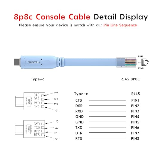 10ft USB-C to RJ45 Serial Adapter，USB C to Console Cable Essential Accessory of - Image 4