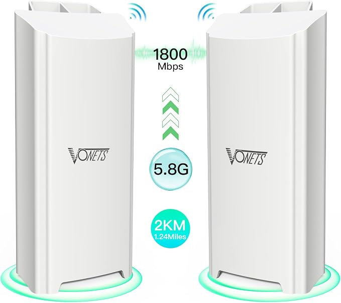 Vonets 1800Mbps Point-to-Point Wireless Bridge, 2KM Range, 5.8G WiFi Extender - Image 2