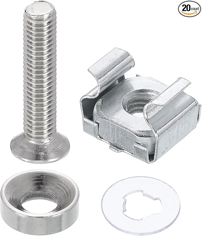 PATIKIL Rack Mount Cage Nut, Carbon Steel Rack Screws Zinc Square Snap-in Cage by PATIKIL