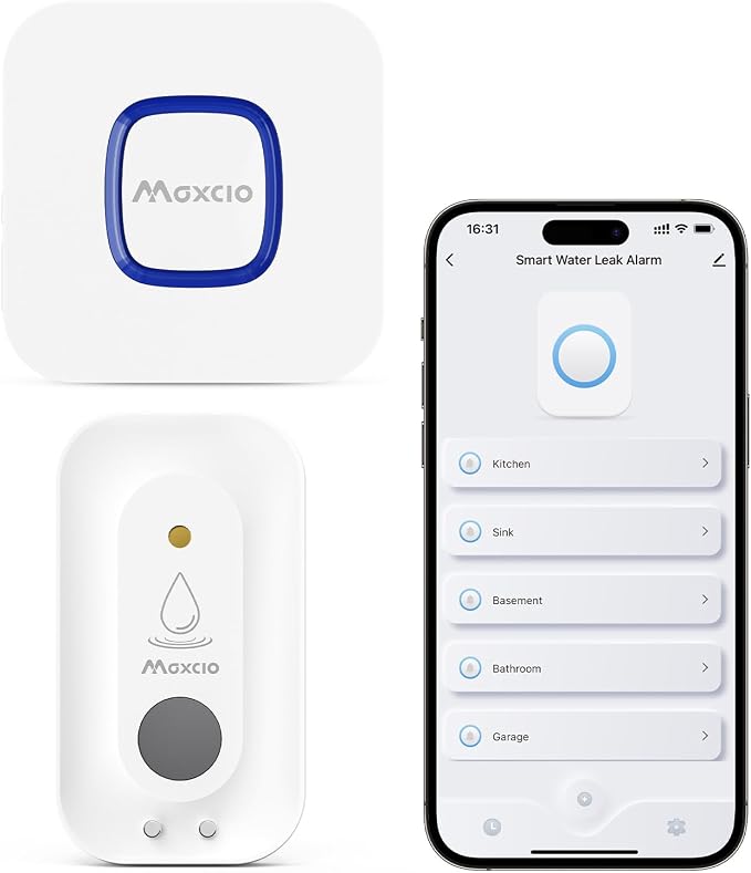 MAXCIO Wi-Fi Water Leak Detector, Smart Water Wireless Sensor by YourSmartLifeBeginsNow