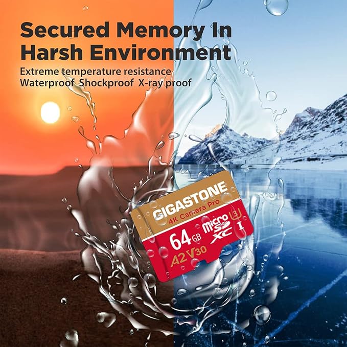 【5-Years Data Recovery】 GIGASTONE 64GB Memory Card 2 Pack 4K Pro Camera - Image 6