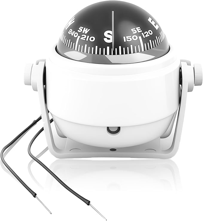 Boat Compass with Magnetic Declination Adjustment, Pivoting Marine Compass by WOKYO