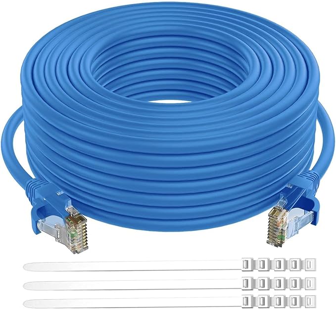 Adoreen Cat 6 Ethernet Cable 300 Ft-Blue, Outdoor & Indoor Snagless Long Round by Adoreen