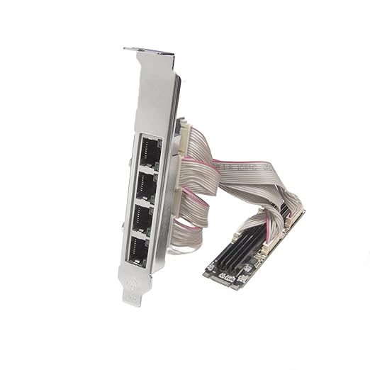 IO CREST 4 Ports Gigabit M.2 M+B Key Ethernet Card SI-PEX24092 by IOCrest