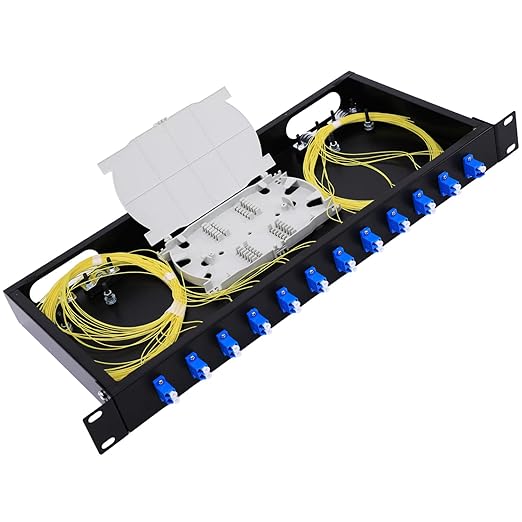 12 Duplex 24 Port LC-OS1 Rack Mount Enclosure Box + Splice Trays Fiber Cables by ProfessionalFiberNetworkDevicemanufacturer