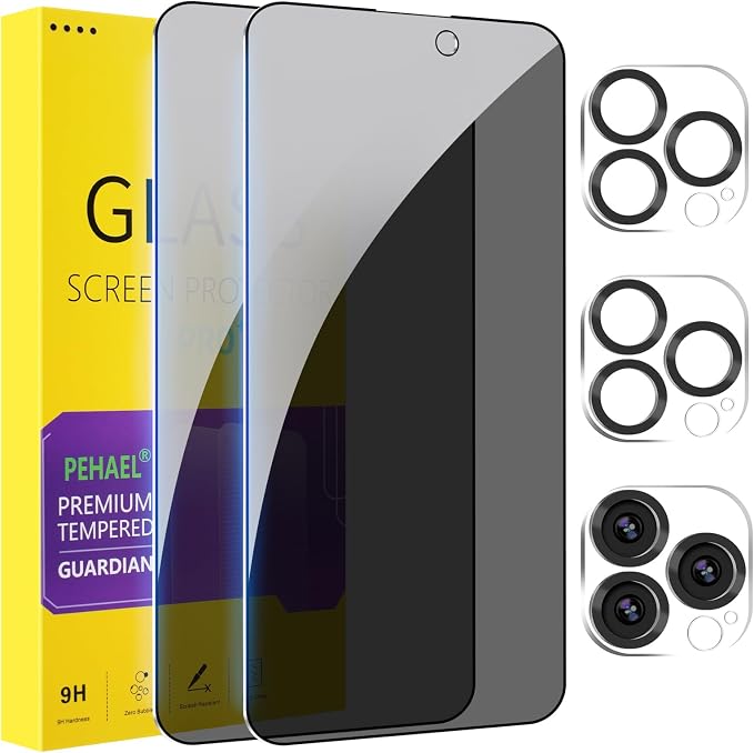 PEHAEL 2+2 Pack for iPhone 14 Pro Privacy Screen Protector by PEHAEL