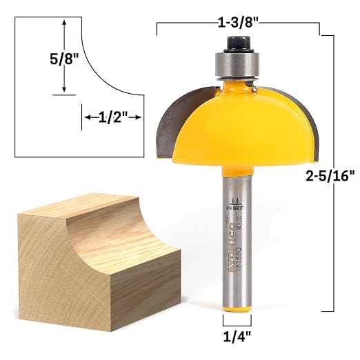 YONICO Cove Router Bits Edge Forming 1/2-Inch Radius 1/4-Inch Shank 13155q - Image 2