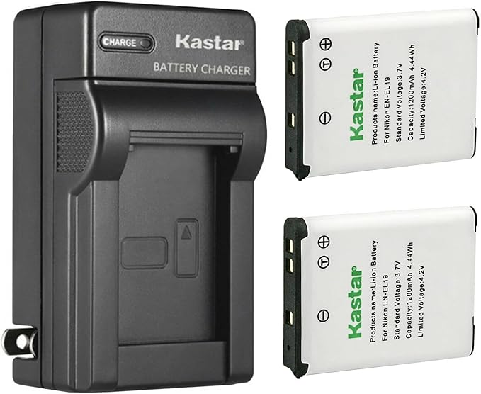 Kastar 2-Pack EN-EL19 Battery and AC Wall Charger Replacement by Kastar