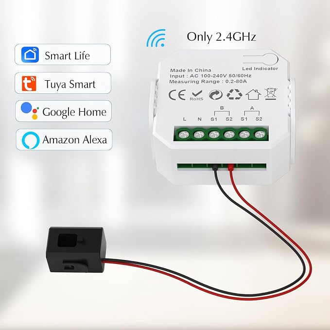 eMylo 1-Channel WiFi Power Meter 80A Smart Energy Monitor, Clamp-on Ammeter - Image 3