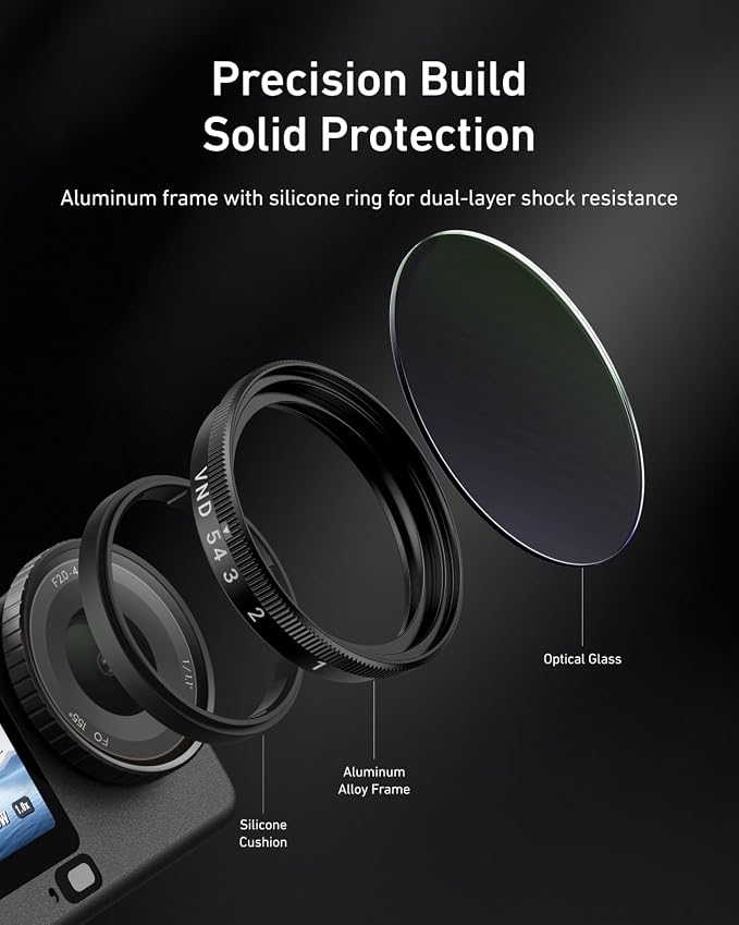 TELESIN Filter Kit for DJI Osmo Action 6 – VND 2–32 Variable ND, CPL UV Lens - Image 5