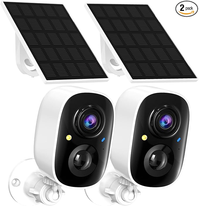 2K FHD WiFi Wireless Cameras Solar Powered, Security Cameras Wireless Outdoor by Tziarp