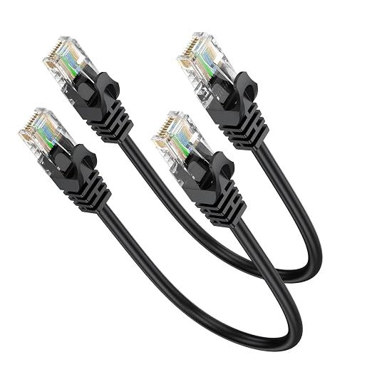 Short Ethernet Cable 0.5FT 2-Pack, Cat6 Patch Cable 6 inch Cord 10Gbps by ApoJodly