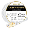 BUSOHE Cat 8 Ethernet Cable 25 FT, 40Gbps 2000Mhz High Speed Flat Cat8 Cable by BUSOHE