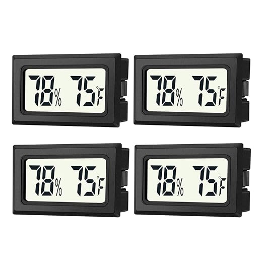 JEDEW 4 Pack Mini Digital Hygrometer Thermometer Gauge, Indoor Outdoor by JEDEW