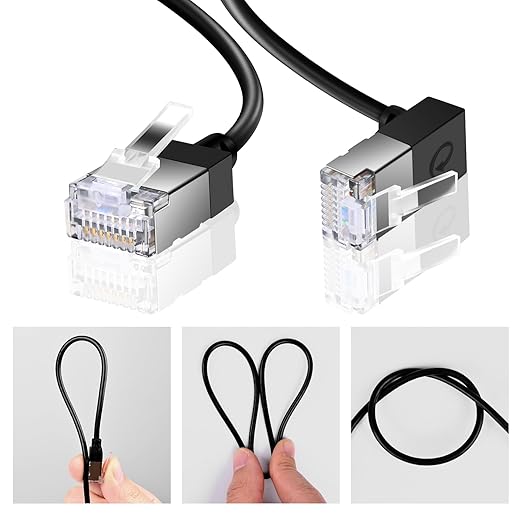90° Downward Angled Cat 6A Ethernet Ultra Slim Cable 15 Feet 2Pack, Flexible - Image 3
