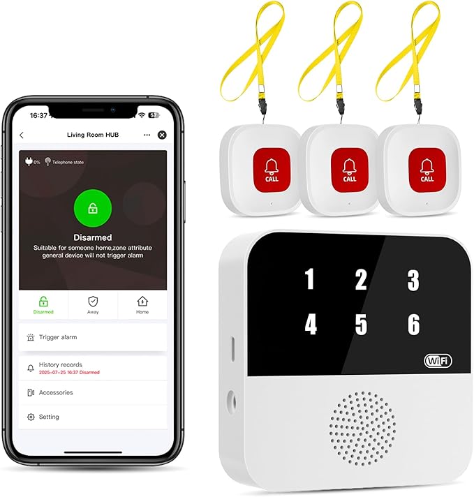 PILSAMSA WiFi Caregiver Pager Wireless Call Button by PILSAMAS