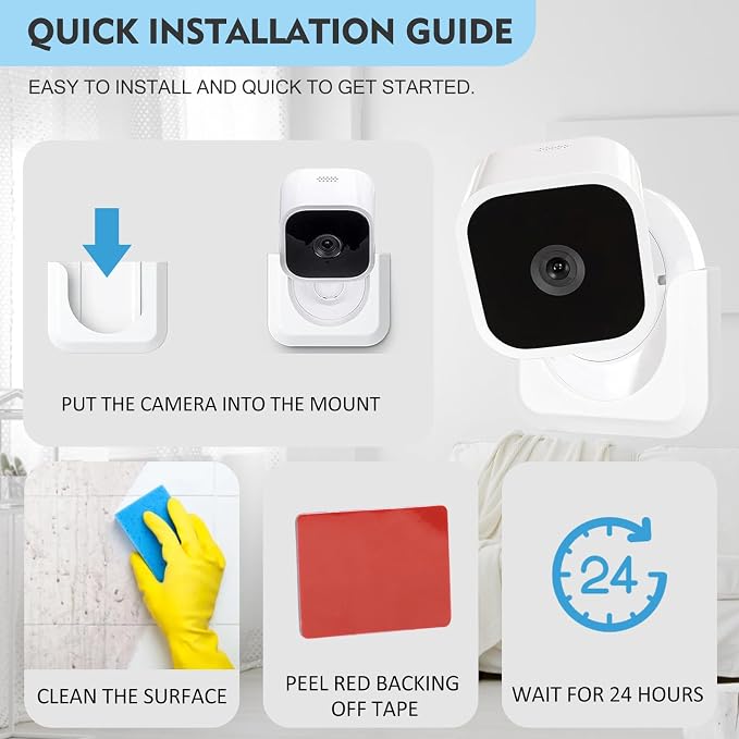 Blink Mini Camera Adhesive Wall Mount Bracket, 2 Pack Strong & Durable Camera - Image 5